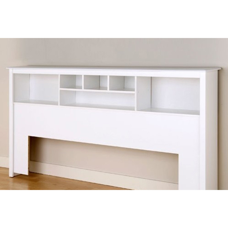 FaFurn King Size Bookcase Headboard Wood Finish - White
