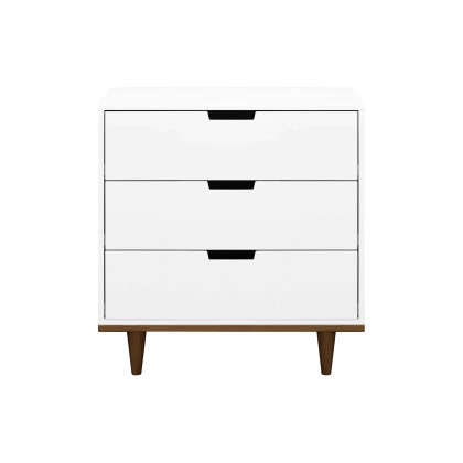 FaFurn Modern Mid-Century Style 3-Drawer Dresser Chest in Wood Finish - White/Walnut