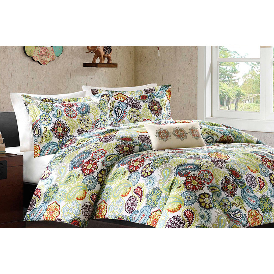 FaFurn - King Size Multi Color Paisley 4 Piece Bed Bag Comforter Set
