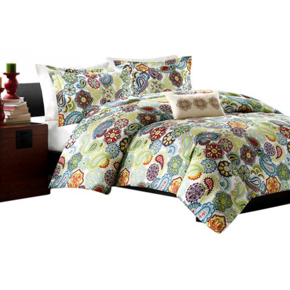 FaFurn - King Size Multi Color Paisley 4 Piece Bed Bag Comforter Set