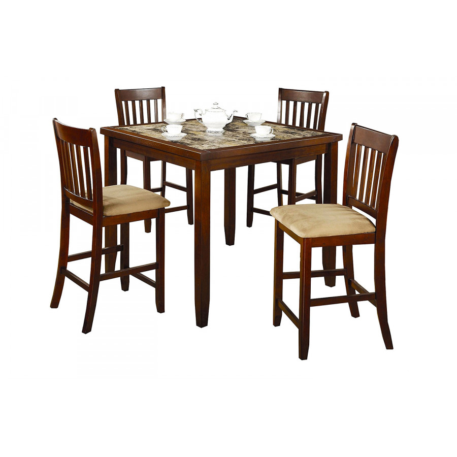 FaFurn - Casual 5-Piece Dining Set with Microfiber Padded Counter Height Stools