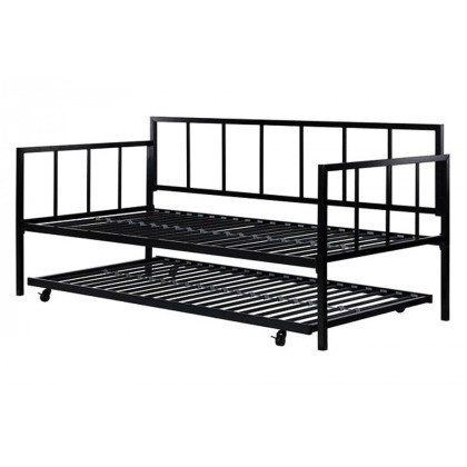 FaFurn - Twin Size Heavy Duty Metal Daybed with Roll-Out Trundle Bed