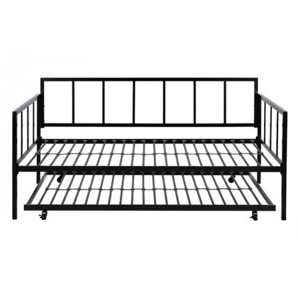 FaFurn - Twin Size Heavy Duty Metal Daybed with Roll-Out Trundle Bed