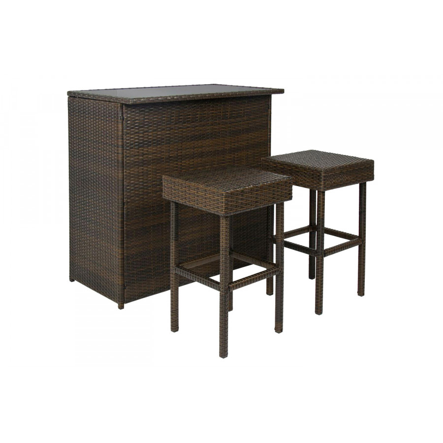 FaFurn - Outdoor 3-Piece Pe Wicker Bar Set with Table and Stools