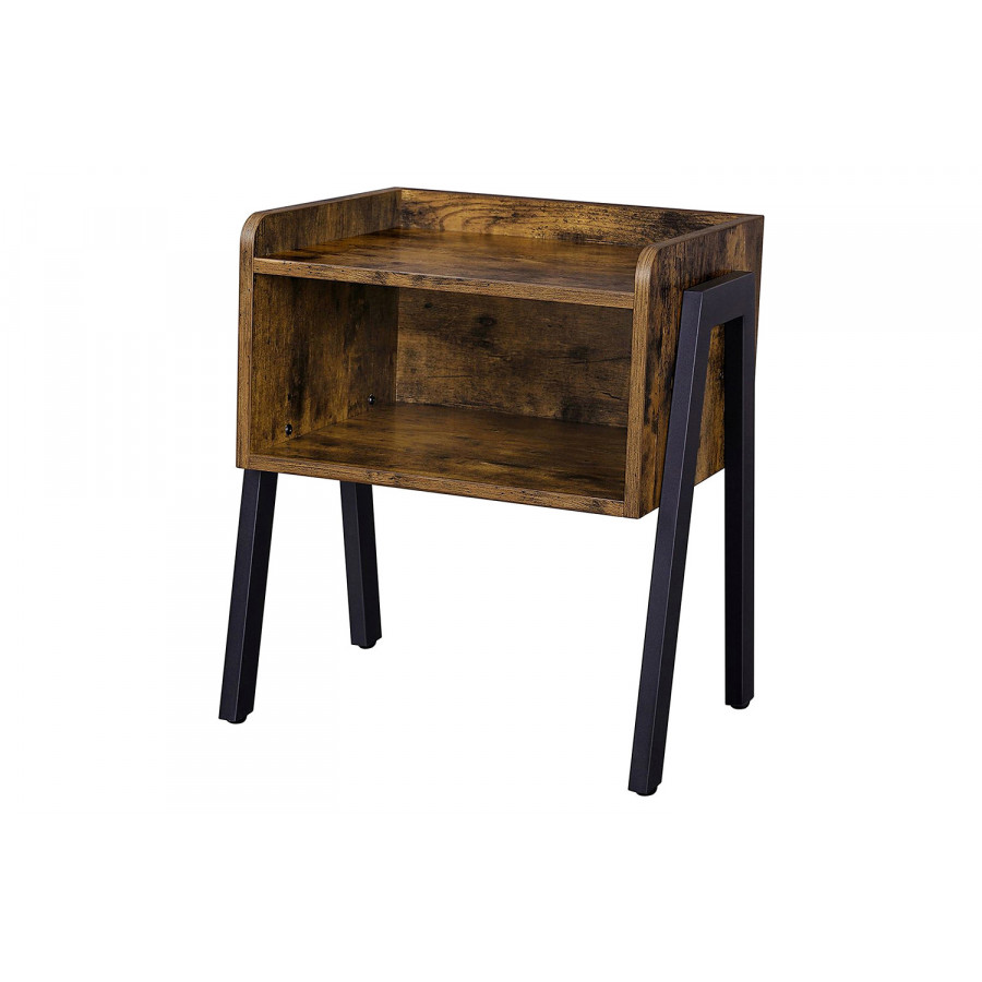 FaFurn - Modern Stacking Open Shelf Nightstand End Table in Medium Brown Wood Finish