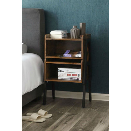 FaFurn - Modern Stacking Open Shelf Nightstand End Table in Medium Brown Wood Finish