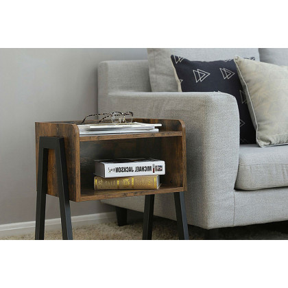 FaFurn - Modern Stacking Open Shelf Nightstand End Table in Medium Brown Wood Finish