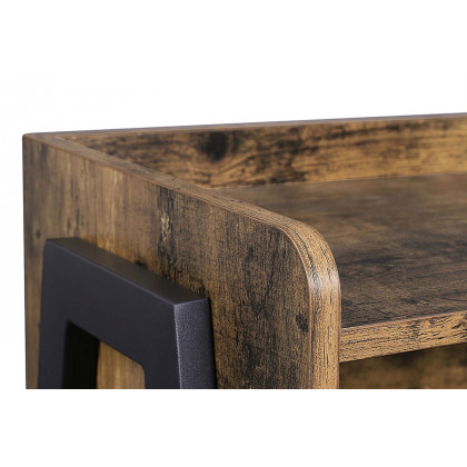 FaFurn - Modern Stacking Open Shelf Nightstand End Table in Medium Brown Wood Finish