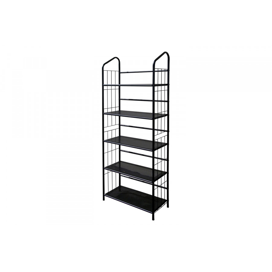 FaFurn - 5-Tier Bookcase Storage Shelves Rack in Black Metal