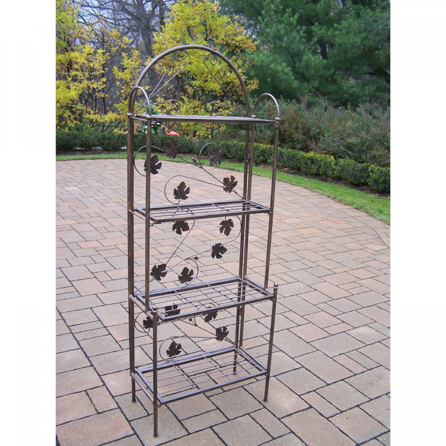FaFurn - Bakers Rack with Grape Vine Design in Antique Bronze, Iron