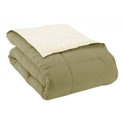 FaFurn King/California King Size 3-Piece Reversible Comforter Set - Green/Cream, Microfiber