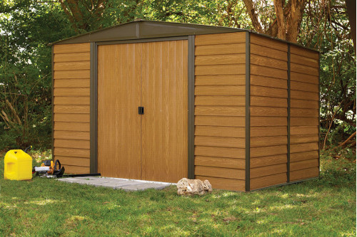 FaFurn™ - Outdoor 10 X 12-Ft Steel Storage Shed with Woodgrain Panels