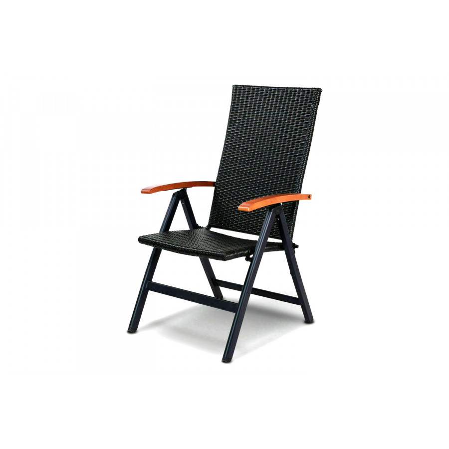FaFurn - Outdoor Heavy Duty Folding Rattan Patio Chair with Wood Armrest
