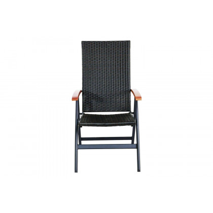 FaFurn - Outdoor Heavy Duty Folding Rattan Patio Chair with Wood Armrest