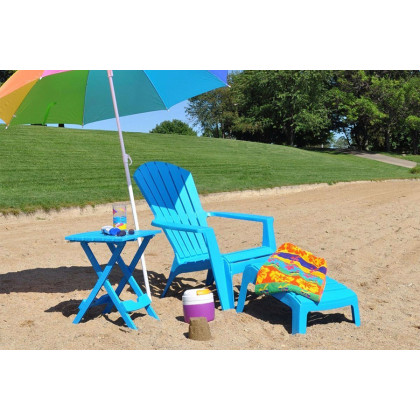 FaFurn - Pool Blue Folding Side Table in Durable Patio Furniture Plastic Resin