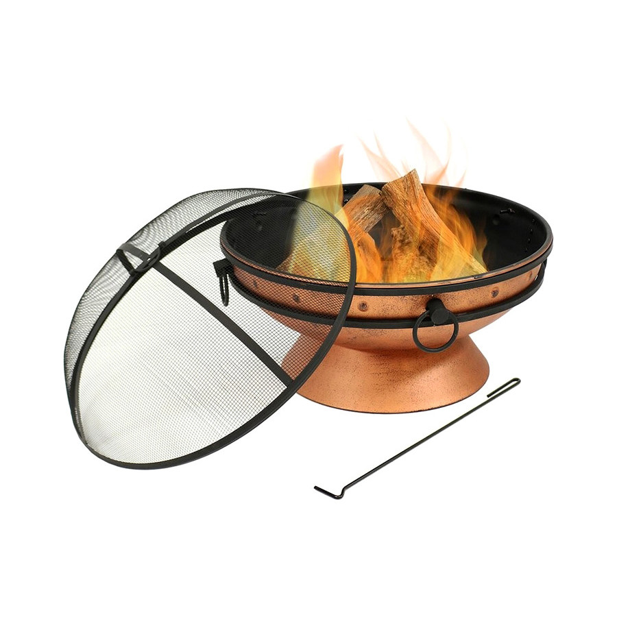 FaFurn - Cauldron Steel Wood Burning Fire Pit with Spark Screen