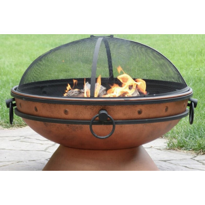 FaFurn - Cauldron Steel Wood Burning Fire Pit with Spark Screen