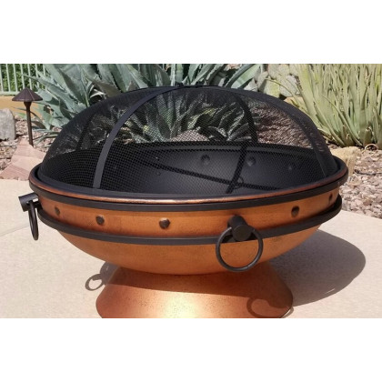 FaFurn - Cauldron Steel Wood Burning Fire Pit with Spark Screen