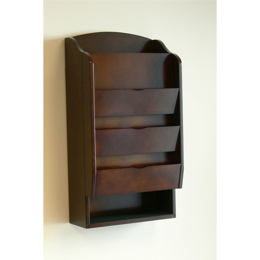 FaFurn - Door/Wall Mount Organizer Letter Holder Mail Sorter in Dark Walnut
