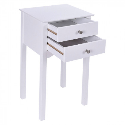 FaFurn - Elegant 2-Drawer Nightstand in White, Wood