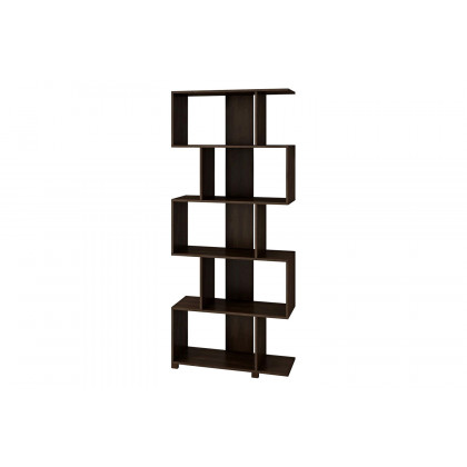 FaFurn - Modern Zig-Zag Bookcase with 5-Shelves in Dark Brown Finish