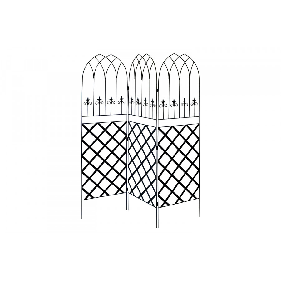 FaFurn - 6-Ft High 3-Panel Black Metal Lattice Screen Garden Trellis