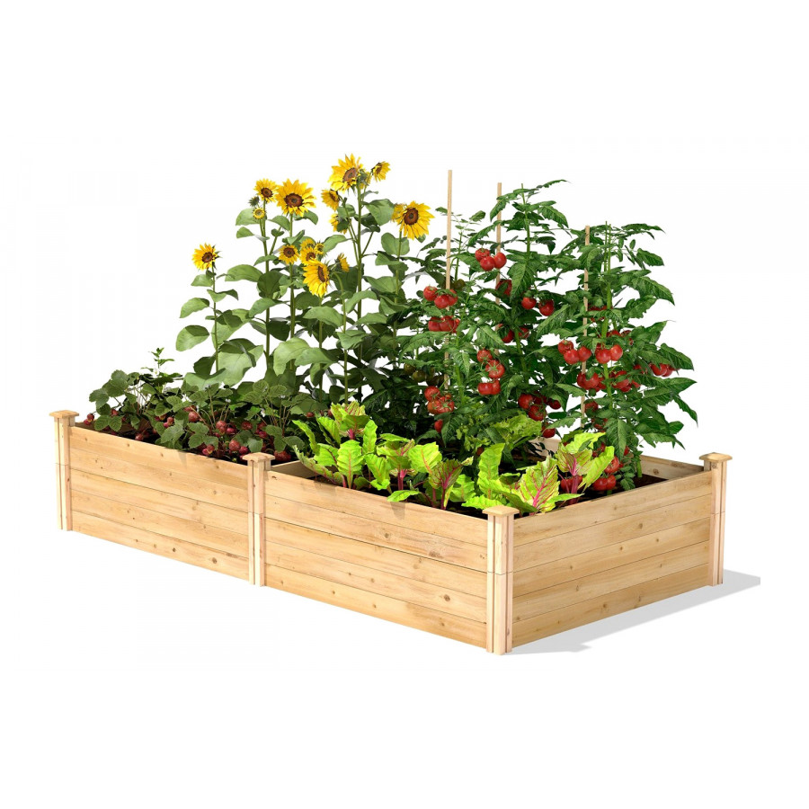 FaFurn - 17-Inch High Pine Wood Raised Garden Bed 4 Ft X 8 Ft