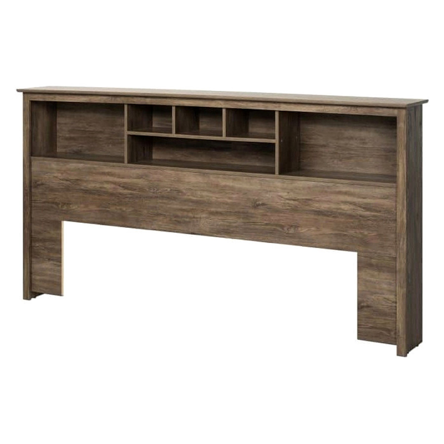 FaFurn King Size Bookcase Headboard Wood Finish - Drifted Gray