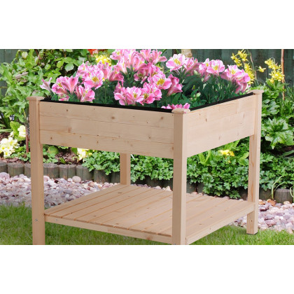 FaFurn - Farmhome Square Fir Wooden Raised Garden Planter Box