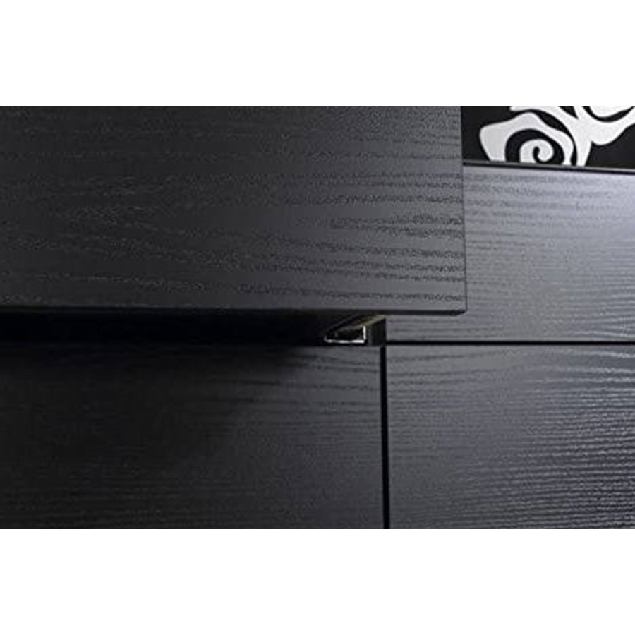 FaFurn - Modern 6 Drawer Double Dresser in Black Woodgrain Finish