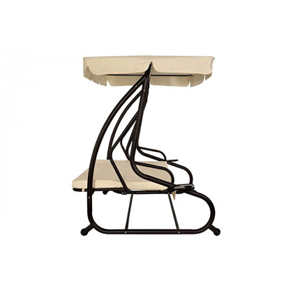 FaFurn - Outdoor 3-Seat Canopy Swing with Beige Cushions For Patio Deck Or Porch