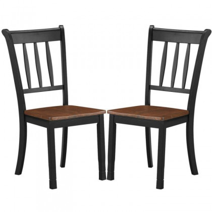 FaFurn - Set of 2 Mission Dining Chairs with Brown Seat