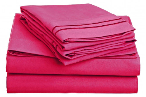 FaFurn™ - Queen Size 4-Piece Sheet Set in Pink Polyester Microfiber