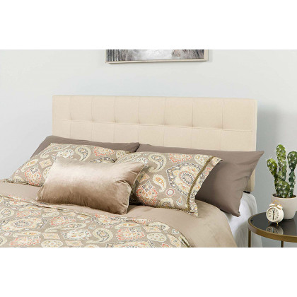 FaFurn Modern Fabric Upholstered Panel Headboard - Beige, Queen Size