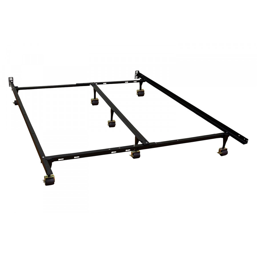 FaFurn - Queen Size Heavy Duty 7-Leg Metal Bed Frame with Locking Rug Roller Casters Wheels