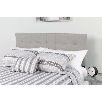 FaFurn Modern Fabric Upholstered Panel Headboard - Light Gray, Queen Size