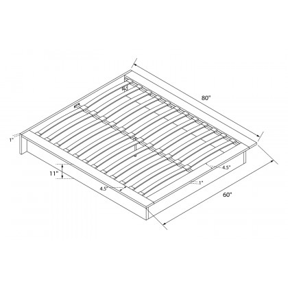 FaFurn - Queen Modern Black Faux Leather Platform Bed Frame with Wood Slats