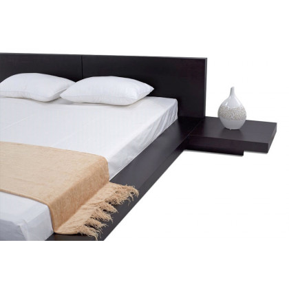 FaFurn Modern Japanese Style Platform Bed with Headboard and 2 Nightstands - Espresso, Queen Size