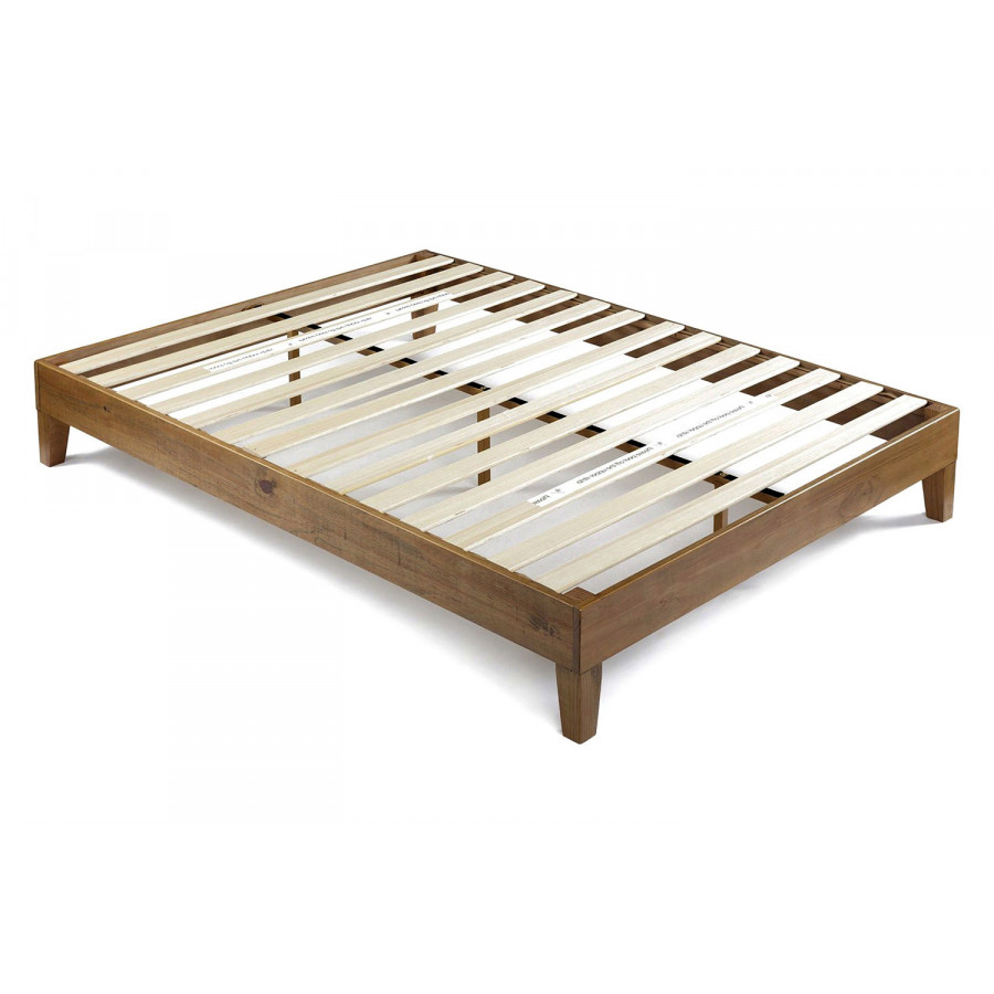 FaFurn Queen Size Solid Wood Modern Platform Bed Frame - Rustic Pine