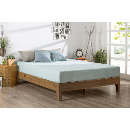 FaFurn Queen Size Solid Wood Modern Platform Bed Frame - Rustic Pine