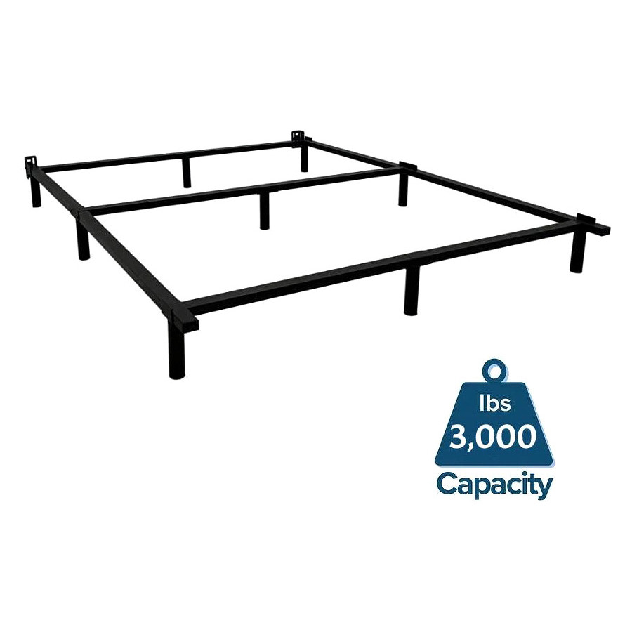 FaFurn 9-Leg Metal Bed Frame with Headboard Brackets - Queen Size