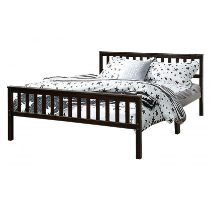 FaFurn - Queen Wood Platform Bed Frame with Headboard and Footboard in Espresso