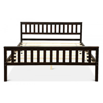 FaFurn - Queen Wood Platform Bed Frame with Headboard and Footboard in Espresso