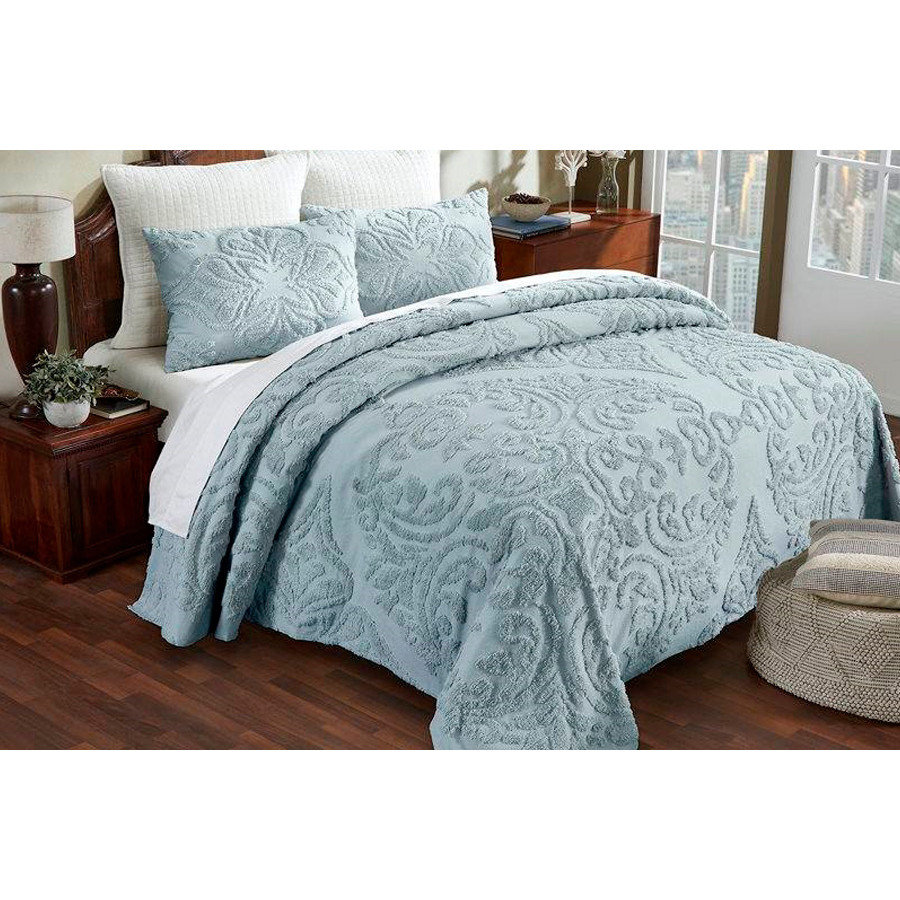 FaFurn Queen Size 3-Piece Coverlet Bedspread Set - Blue, Cotton