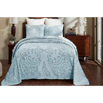 FaFurn Queen Size 3-Piece Coverlet Bedspread Set - Blue, Cotton
