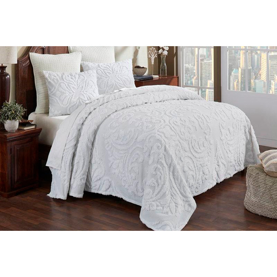FaFurn Queen Size 3-Piece Coverlet Bedspread Set - White, Cotton