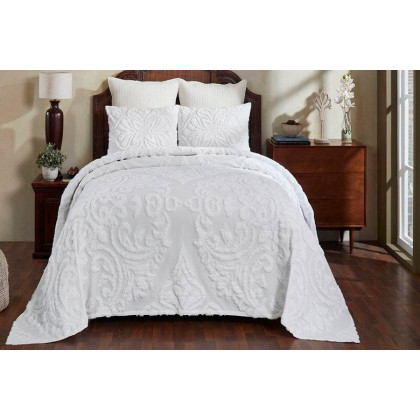 FaFurn Queen Size 3-Piece Coverlet Bedspread Set - White, Cotton