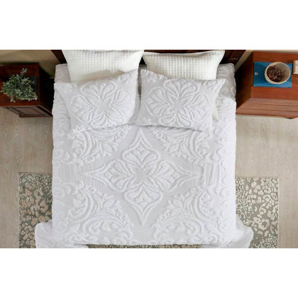 FaFurn Queen Size 3-Piece Coverlet Bedspread Set - White, Cotton
