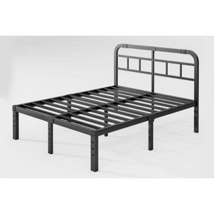 FaFurn Queen Size Platform Bed with Headboard - Black, Metal