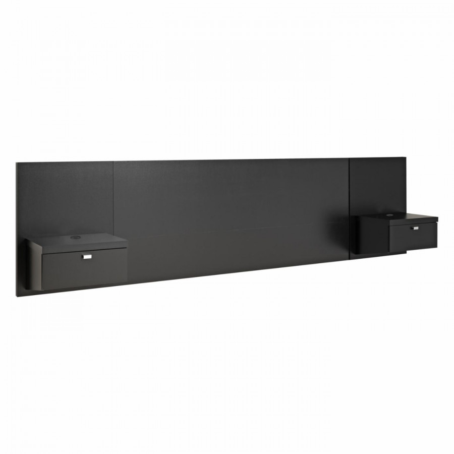 FaFurn Modern Queen Size Headboard with Nightstands - Black